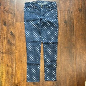 J. Crew Navy Polka Dot Skinny Jeans